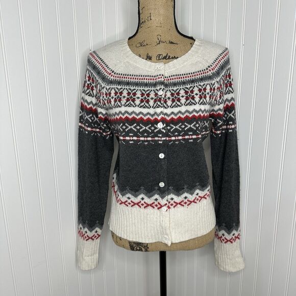 B Moss Lambswool Angora Cardigan Sweater Sz M Fair Isle Nordic Winter Vtg 90s - Picture 11 of 11